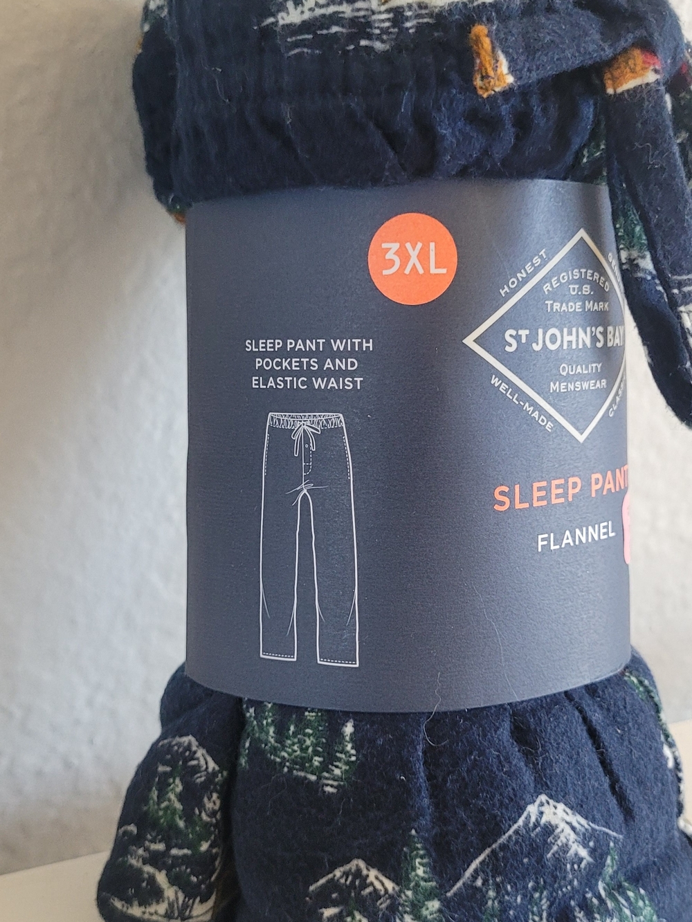 St. John's Bay Navy Flannel Sleep Pants with Mountain Print - 3XL